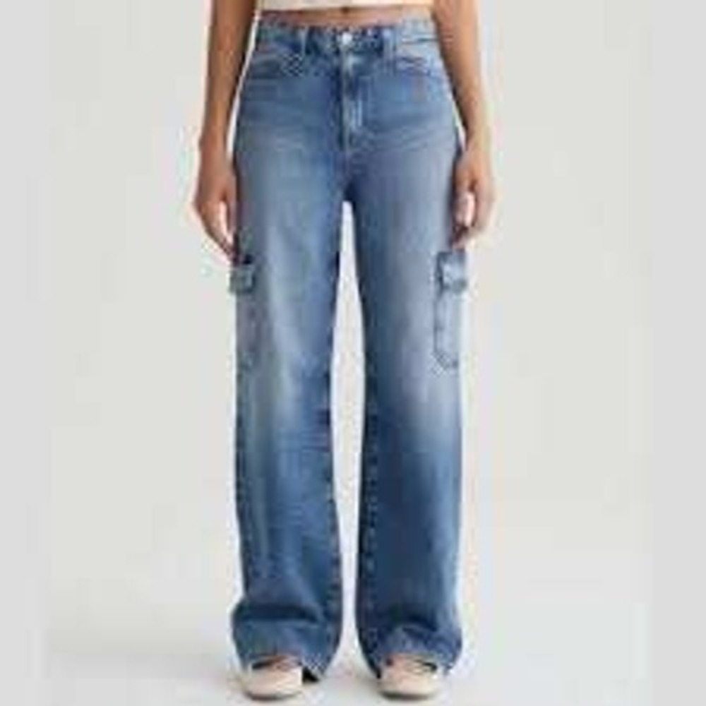 AG Adriano Goldschmied Gatino‎ High Waist Wide Leg Cargo Jeans 31